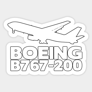 Boeing B767-200 Silhouette Print (White) Sticker